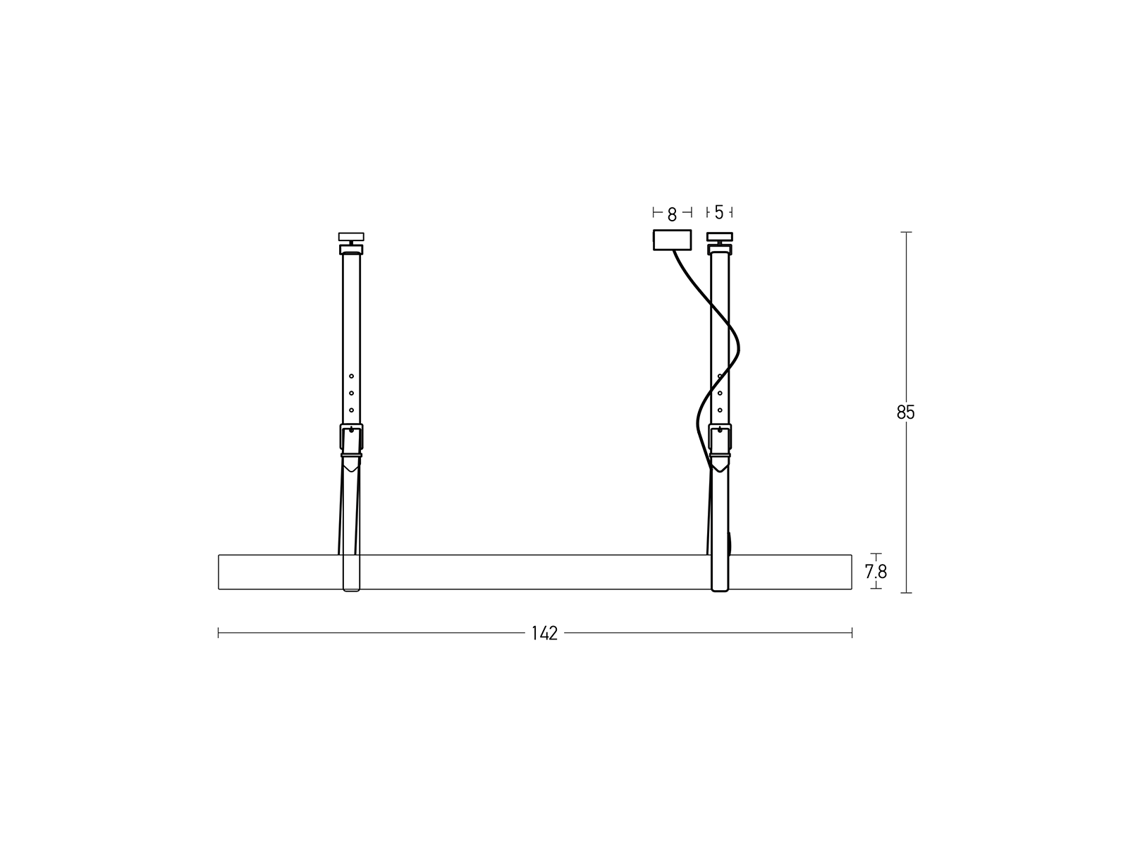 Závěsné LED svítidlo hliník, 45W, 3000K, 142cm