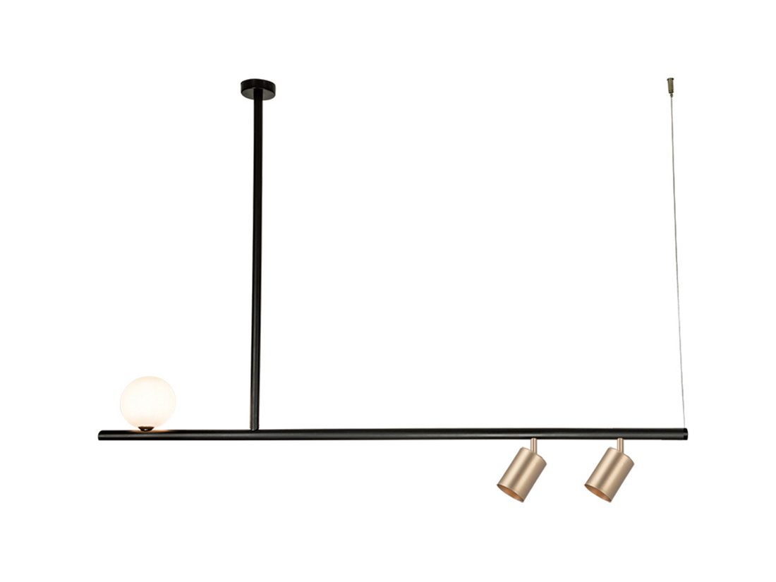 Závěsné svítidlo černo/zlaté, 2xGU10, 1xG9 120cm
