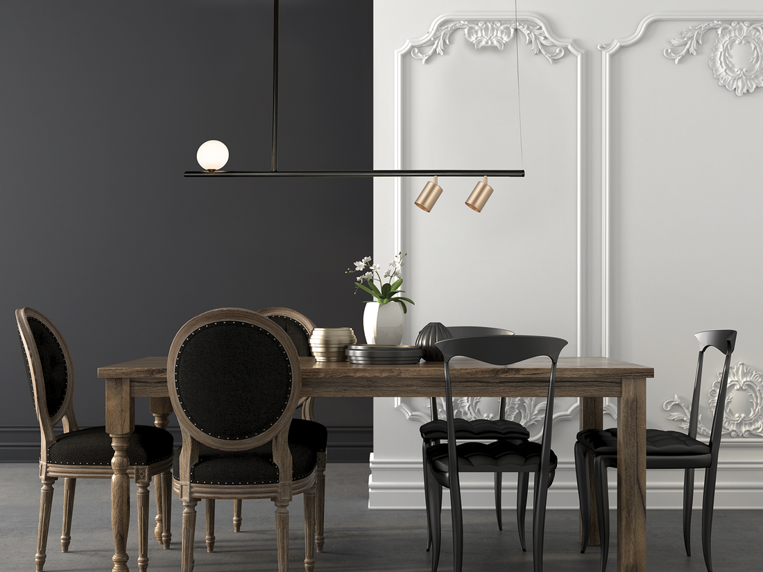 Závěsné svítidlo černo/zlaté, 2xGU10, 1xG9 120cm