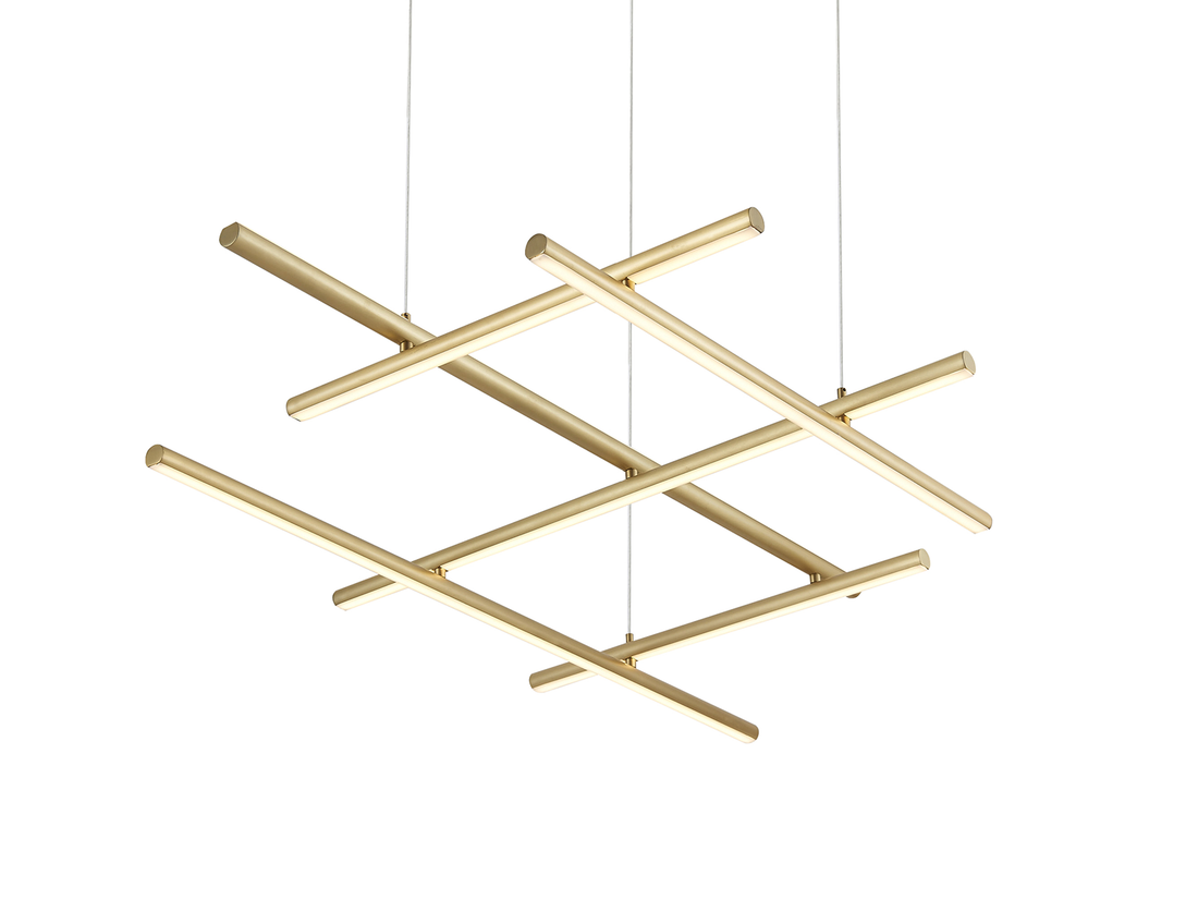 Závěsné LED svítidlo matně zlaté, 80W, 3000K, 116cm