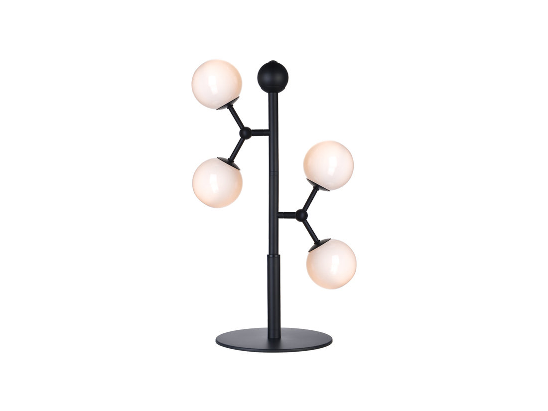 Stolní lampa Atom opál/černá, 4L, 52cm