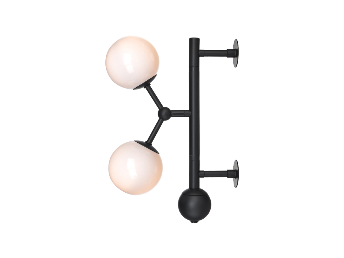 Nástěnné svítidlo Atom opál/černá, 2L, 33cm