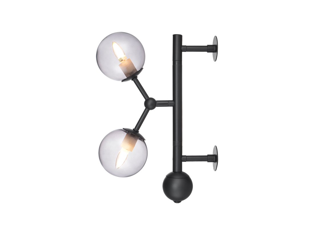 Nástěnné svítidlo Atom kouřové/černé, 2L, 33cm