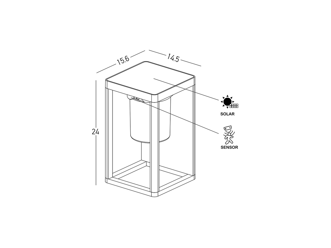 Solární LED svítidlo se senzorem pohybu grafit, 2W, 3000K, 24cm