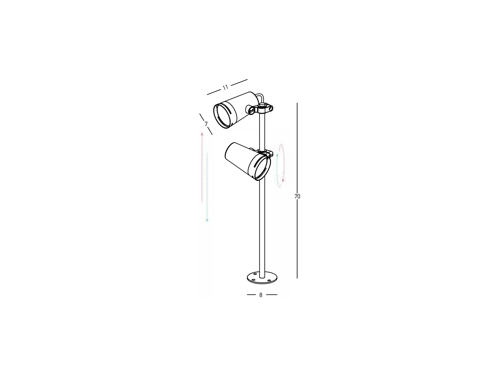 Stojací bodové LED svítidlo tmavě hnědé, 12W, 3000K, 70cm