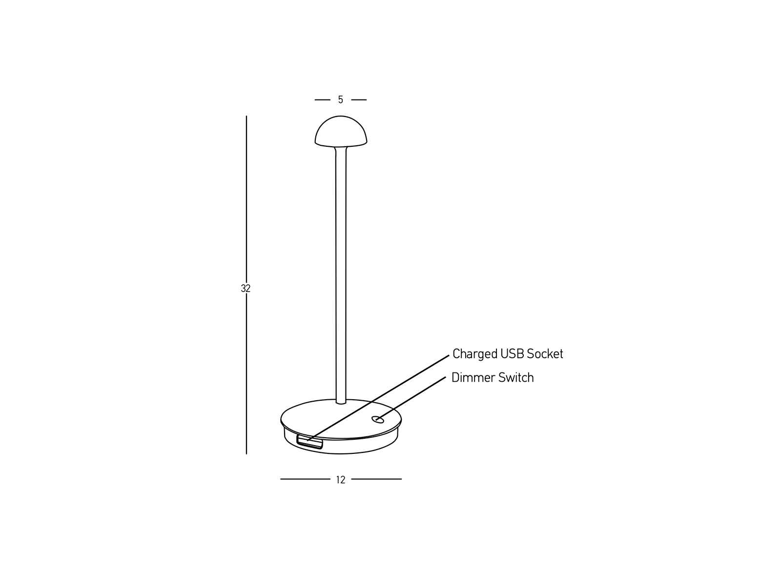 Stolní LED lampa matně bílá, 2W, 3000K, 32cm