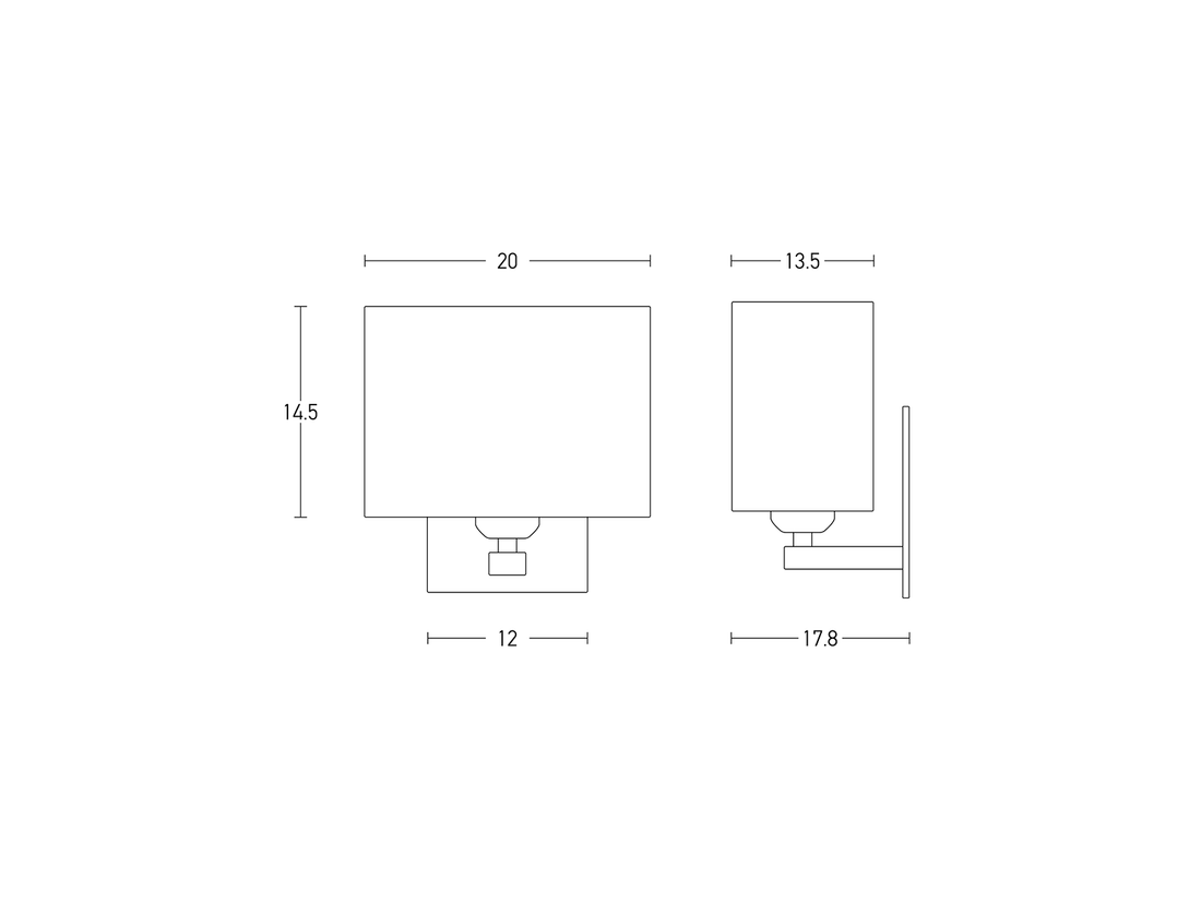 Nástěnné svítidlo chrom/černé, 1xE27, 20cm