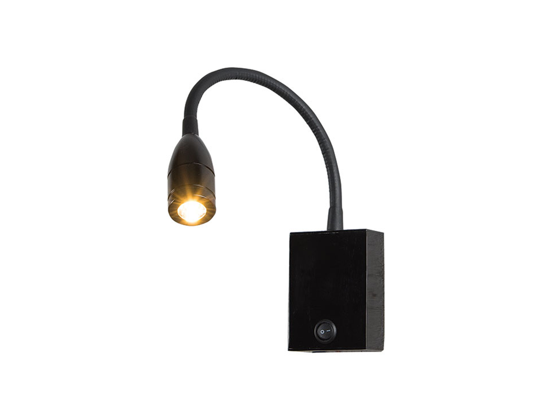 Nástěnné LED svítidlo matně černé, 3W, 3000K, 20cm