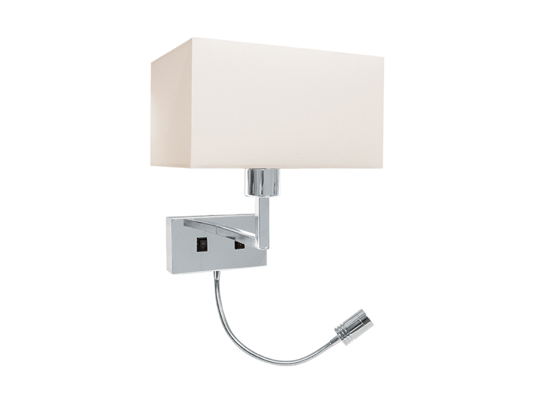 Nástěnné LED svítidlo chrom/béžové, 1xE27, 3W, 28cm