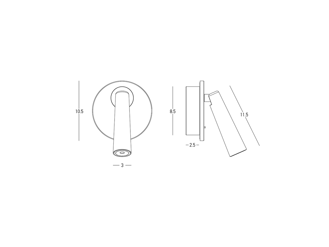 Nástěnné LED svítidlo kartáčovaná mosaz, 3W, 3000K, 11,5cm