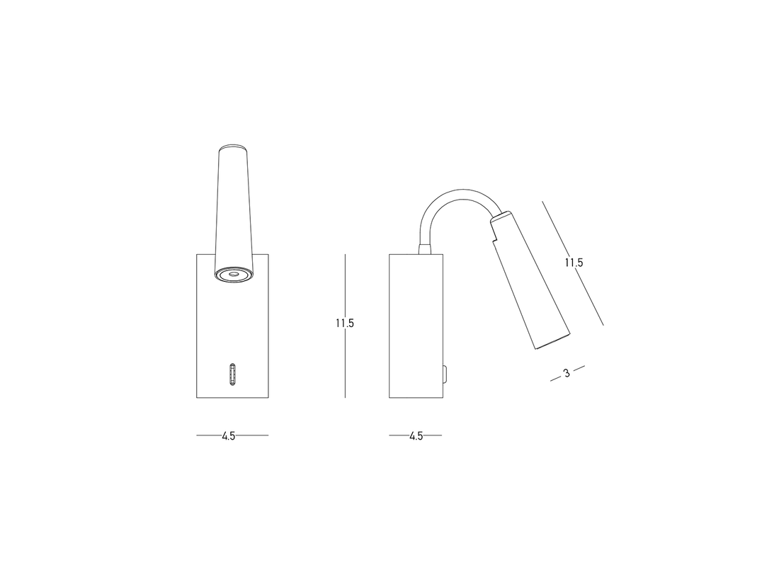 Nástěnné LED svítidlo pískově černé, 3W, 3000K, 11,5cm