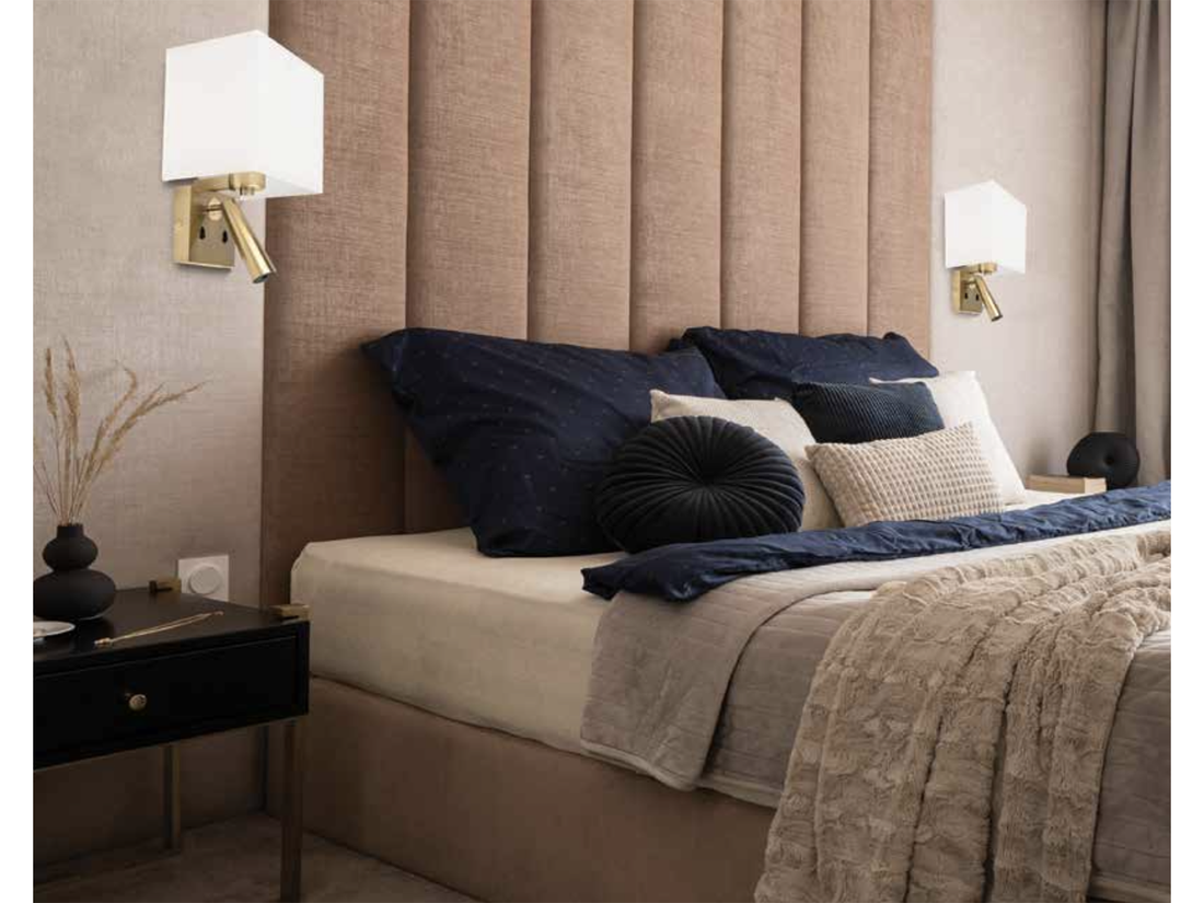 Nástěnné LED svítidlo béžové/mosaz, 3W, 1xE27, 30cm