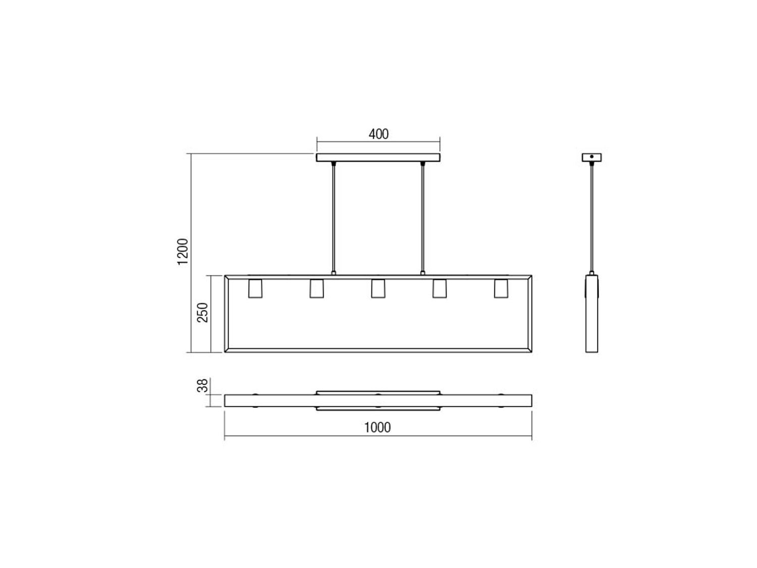 Závěsné svítidlo Timber, černé, dřevo, 5xE27, 100cm