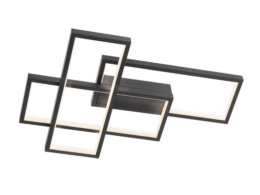 Stropní LED svítidlo Plana, matně černá, 40W, 3000K, 54cm