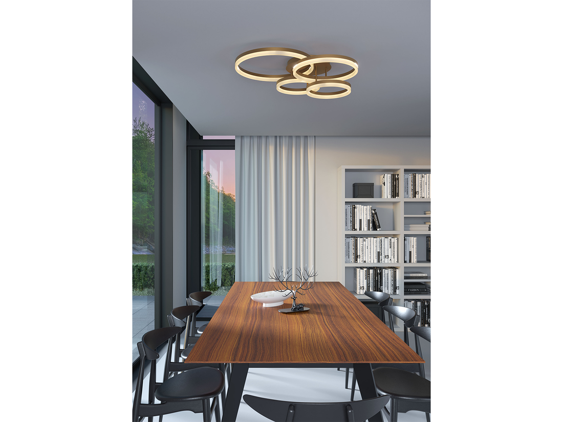 Stropní LED svítidlo Connect, matně zlatá, 90W, 3000K, 80,2cm
