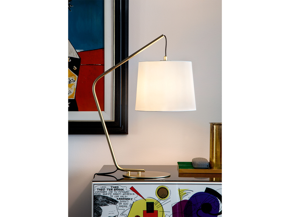 Stolní lampa Kermit, zlaté, béžová 1xE27, 55cm