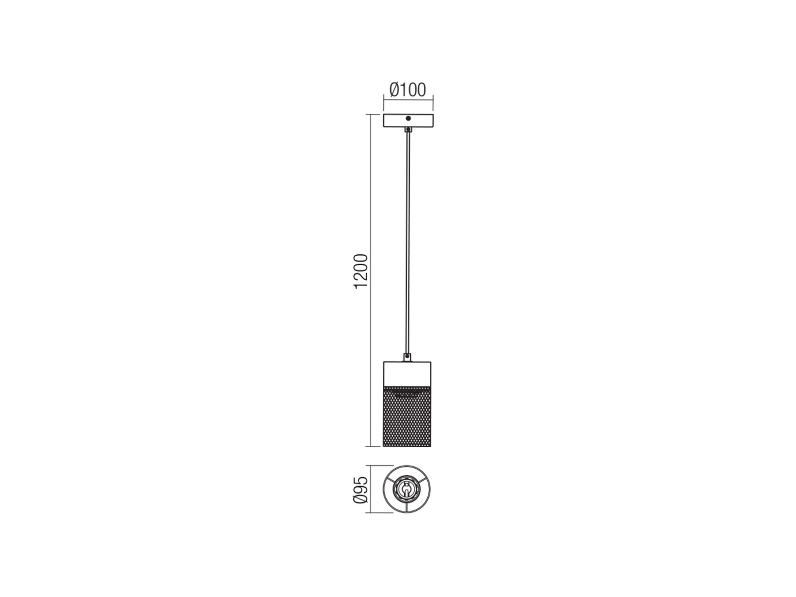 Závěsné svítidlo Stem, matně černé, dřevo, 1xE27, ø9,5cm