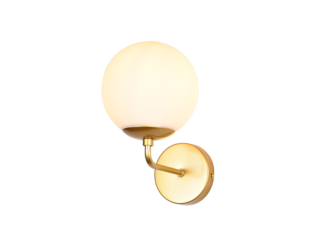 Nástěnné svítidlo Bowling, matně zlaté, 1xE27, ø15cm