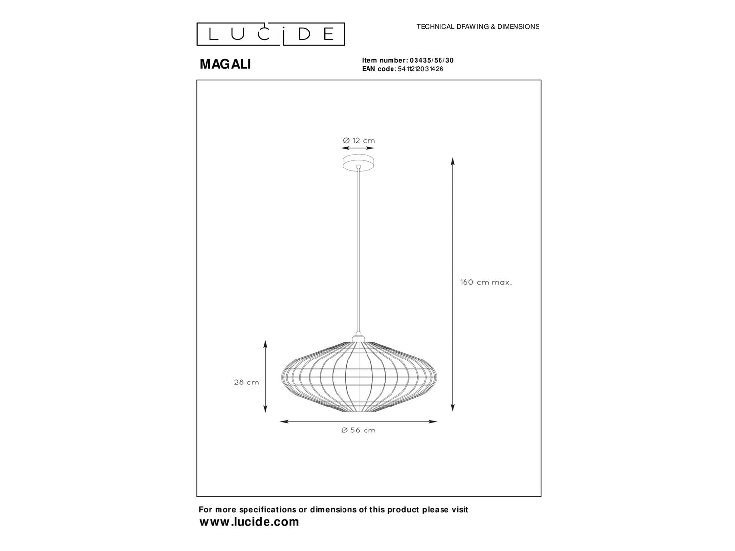 Závěsné svítidlo Magali, černé, E27, ø56cm