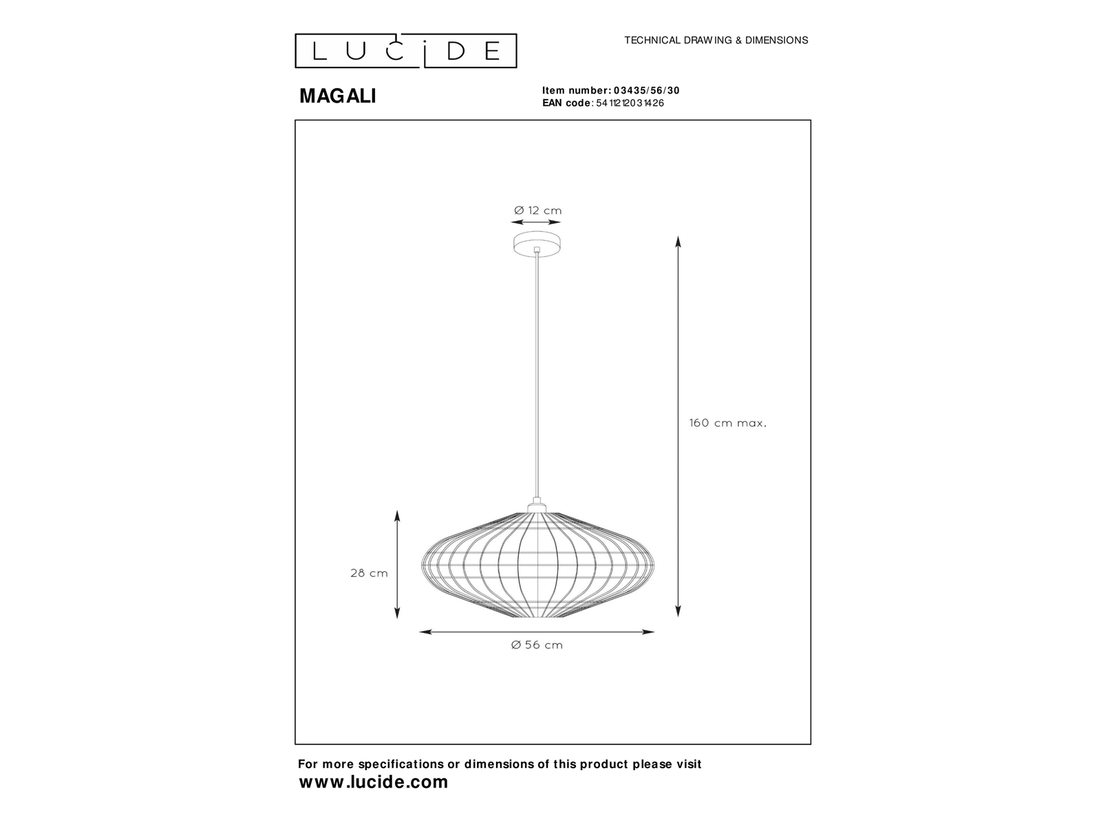 Závěsné svítidlo Magali, černé, E27, ø56cm