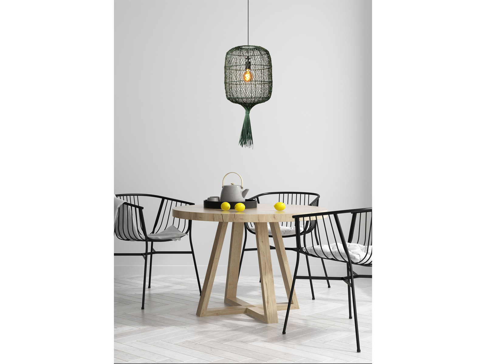 Závěsné svítidlo Garve, zelené, E27, ø40cm