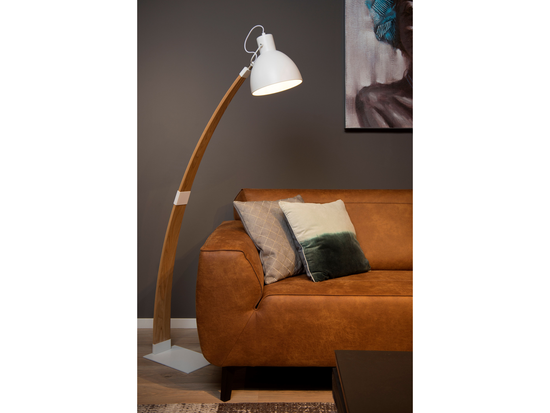 Stojací lampa Curf, bílá/přírodní, E27, 143cm