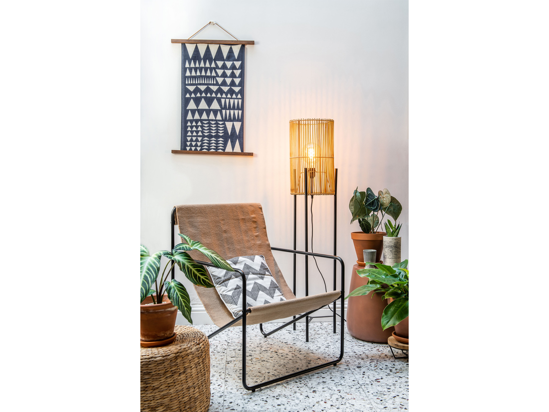 Stojací lampa Jantine, přírodní, E27, 125cm