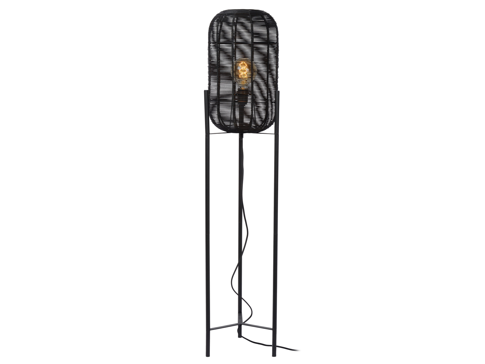 Stojací lampa Hermine, černá, E27, 125cm