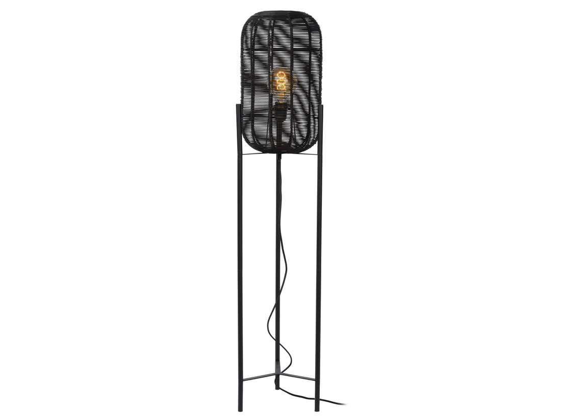 Stojací lampa Hermine, černá, E27, 125cm
