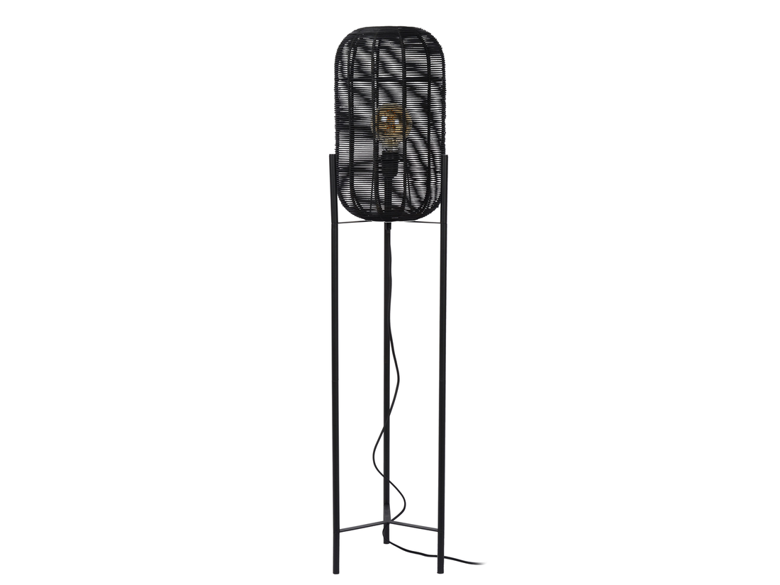 Stojací lampa Hermine, černá, E27, 125cm