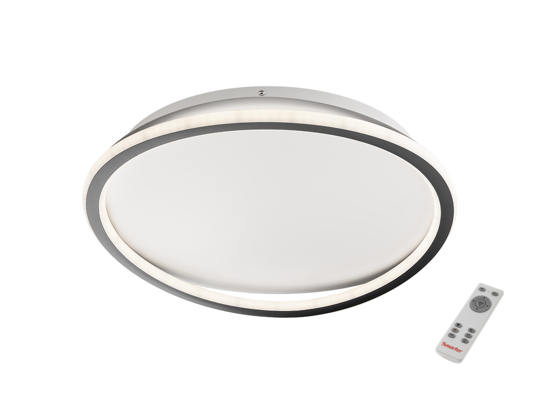 Stropní LED svítidlo Jolie s dálkovým ovládáním, matná bílá, matná černá, 51W, 3000K, 4000K, 6000K, ø40cm