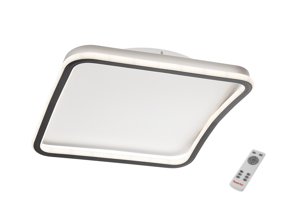 Stropní LED svítidlo Jolie s dálkovým ovládáním, matná bílá, matná černá, 62W, 3000K, 4000K, 6000K, 40cm