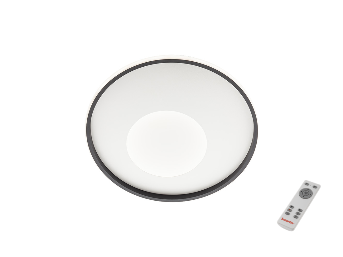 Stropní LED svítidlo Sintesi s dálkovým ovládáním, matná bílá, matná černá, 45W, 3000K-6000K, ø45cm