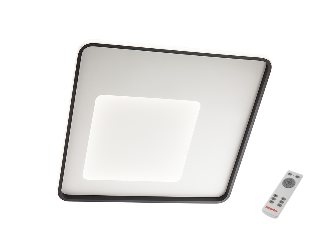 Stropní LED svítidlo Sintesi s dálkovým ovládáním, matná bílá, matná černá, 75W, 3000K-6000K, 55cm
