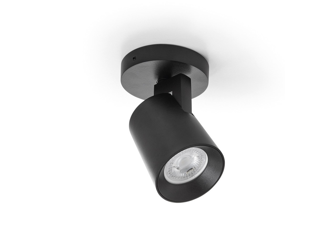 Stropní bodové svítidlo Ten, GU10, černé, ø6,5cm, IP20
