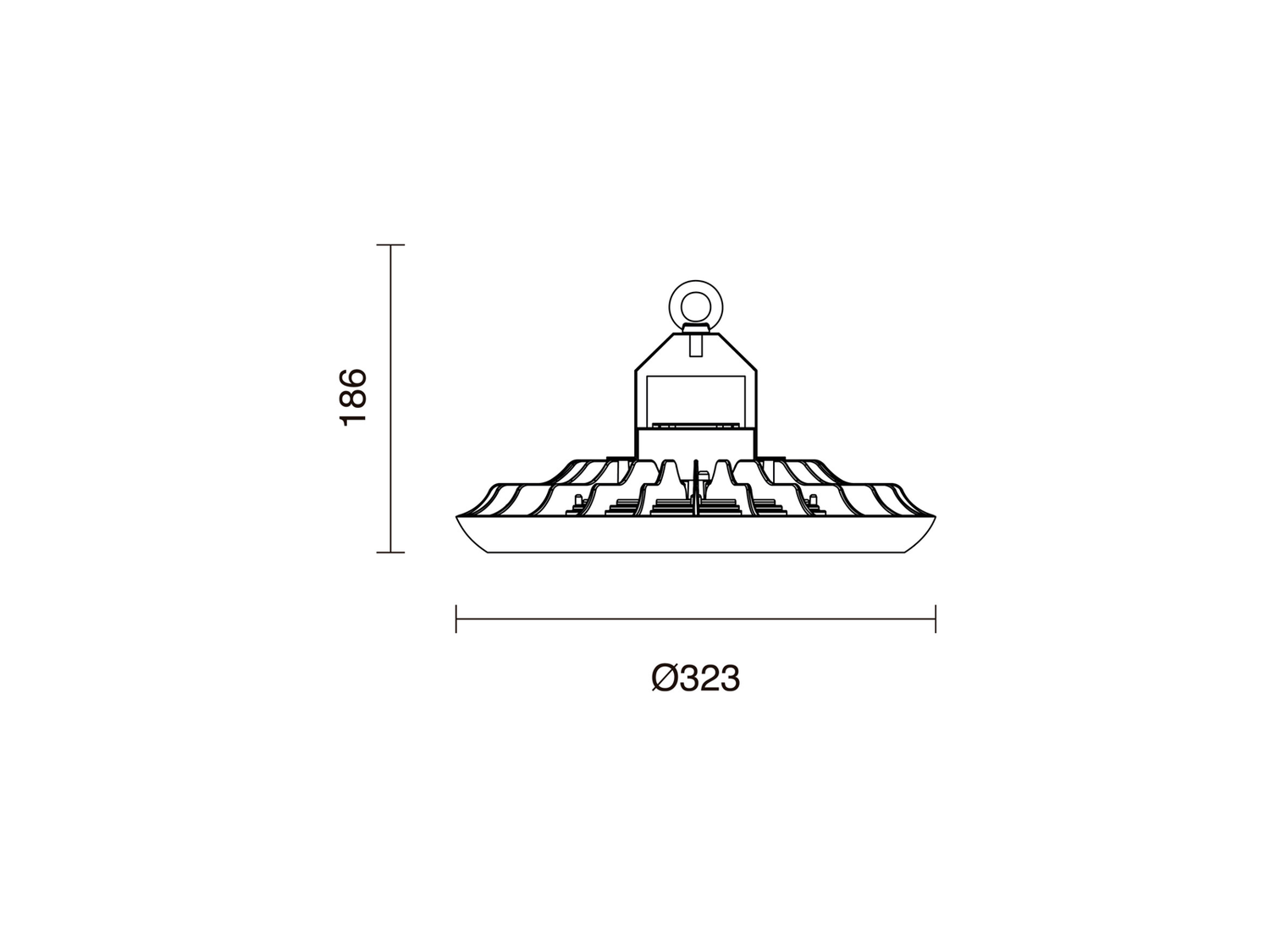 Průmyslové závěsné LED svítidlo Lautan, antracit, 200W, 6500 K, 90°, ø32,3cm, IP65