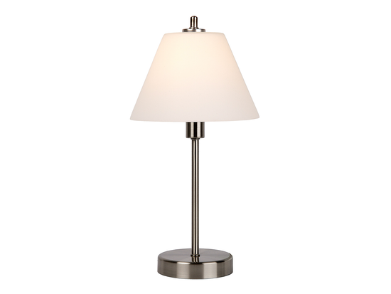 Stolní lampa Touch, saténový chrom, E14, 42cm