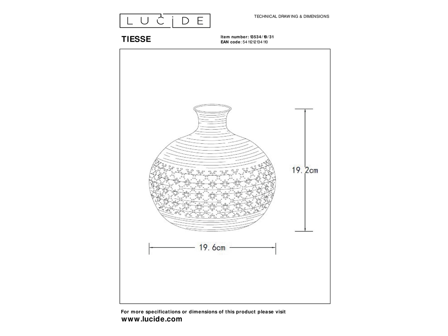 Stolní lampa Tiesse, bílá, E14, 19,2cm