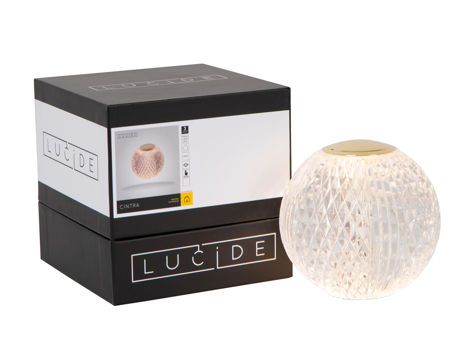Stolní LED stmívatelná lampa Cintra, matně zlatá/mosaz, baterie, 1,5W, ø9cm