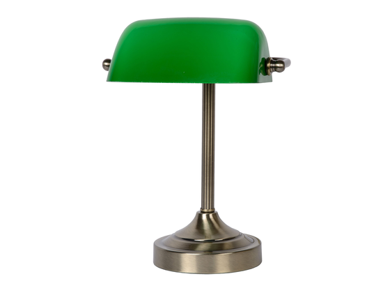 Stolní lampa Banker, bronz/zelená, E14, 30cm