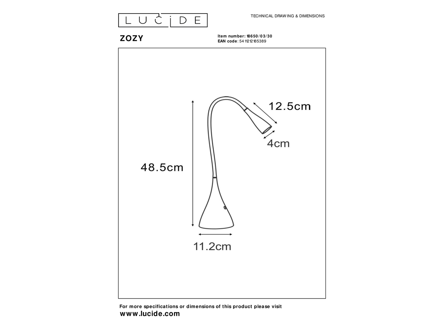 Stolní LED lampa Zozy černá, 4W, 3000K, 48,5cm