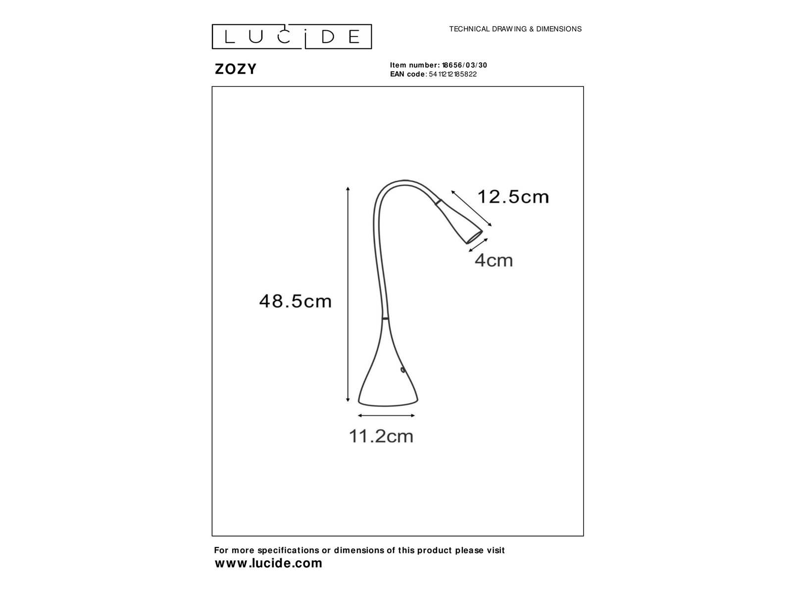 Stolní LED lampa Zozy černá, 4W, 3000K, 48,5cm