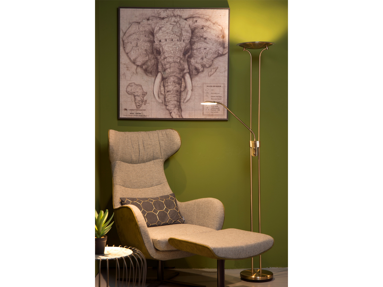 Stojací lampa Champion-LED bronz, 20W, 4W, 3000K, 180cm