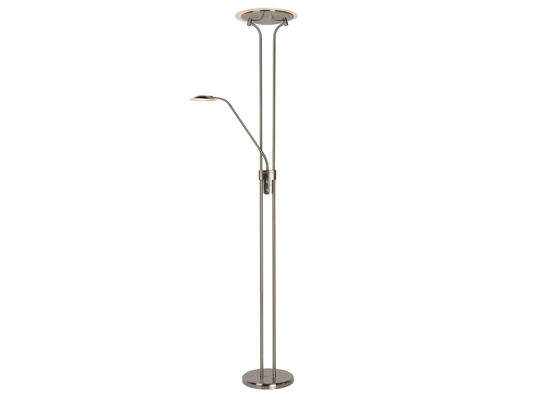 Stojací lampa Champion-LED saténový chrom, 20W, 4W, 3000K, 180cm