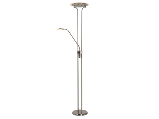 Stojací lampa Champion-LED saténový chrom, 20W, 4W, 3000K, 180cm