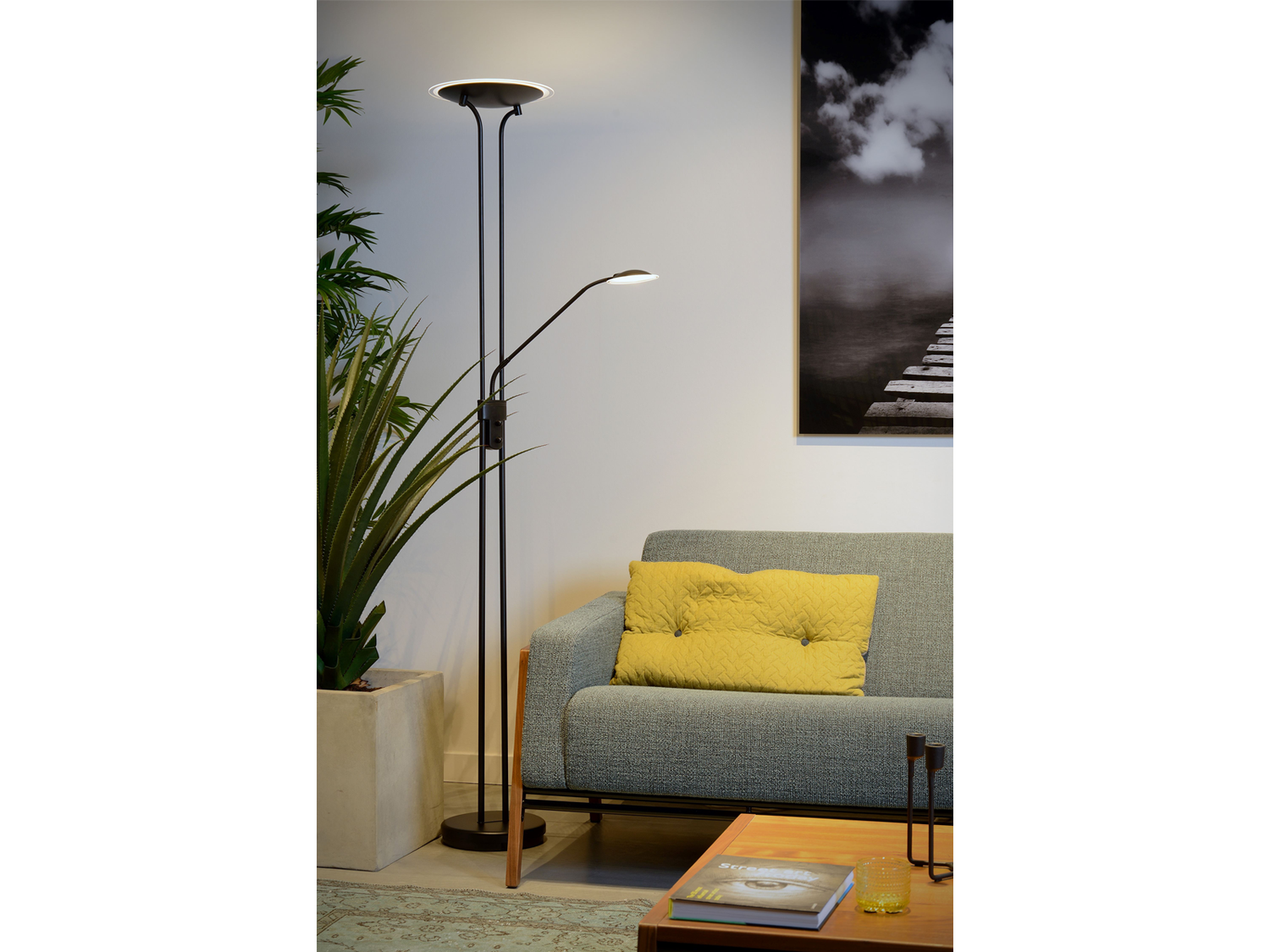 Stojací lampa Champion-LED černá, 20W, 4W, 3000K, 180cm