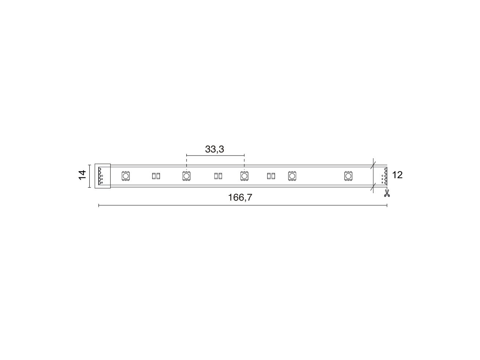 24 V LED pásek Nilo RGB, 7,2W/m, RGB, 5m, IP67