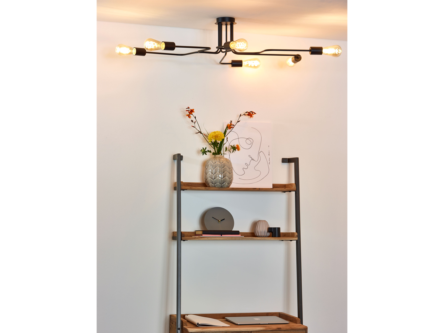Stropní svítidlo Lester černé, 6xE27, 100cm