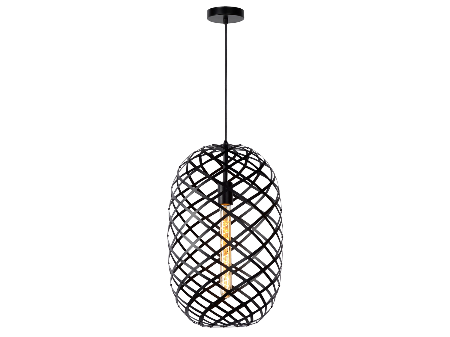 Závěsné svítidlo Wolfram černé, E27, ø32cm