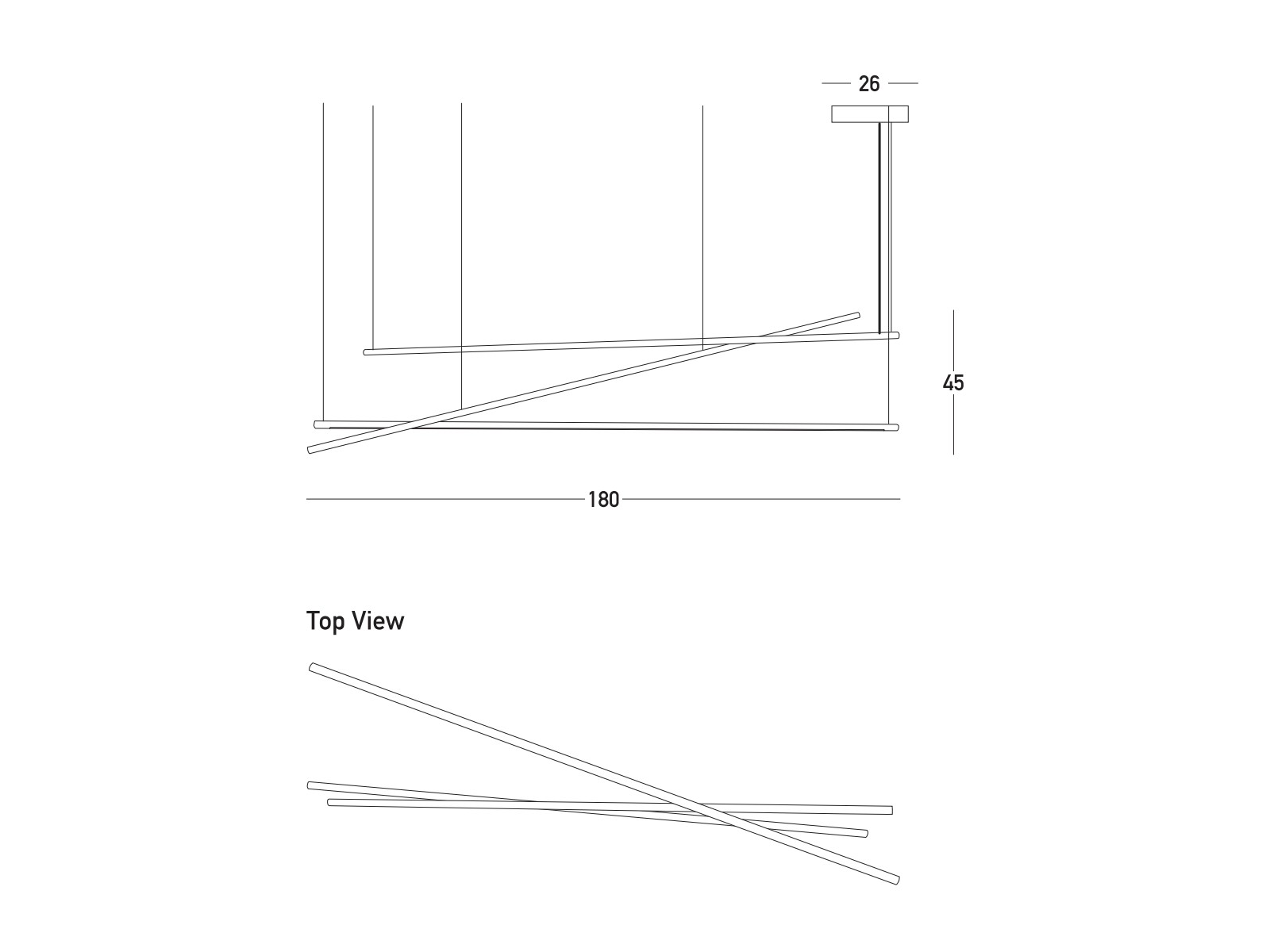 Závěsné LED svítidlo matně černé, 64W, 3000K, 180cm
